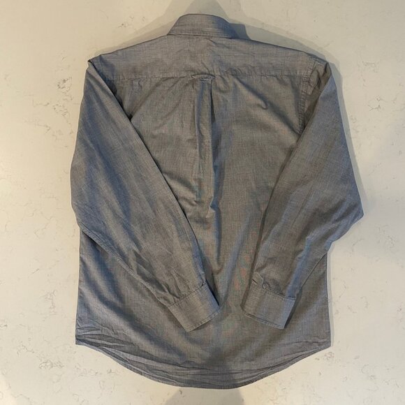 Izod Button Down Lg Sleeve Oxford Collar Casual Cotton Shirt Heathered Blue Sz M - Picture 7 of 13